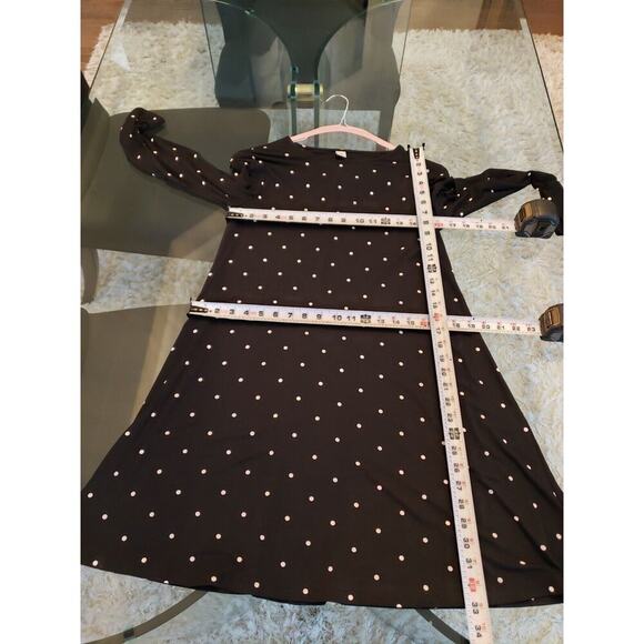 Old Navy Women Black Polka Dot Round Neck Long Sleeve Knee Length Sheath Dress S - Picture 5 of 11